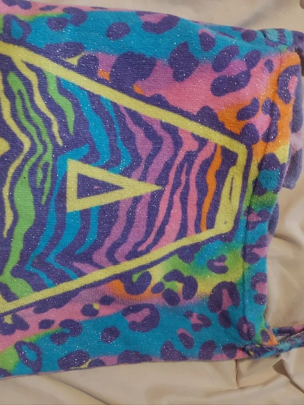 Justice Initial A Beach Towel & Crossbody Tote Bag Set Rainbow Zebra Cheetah